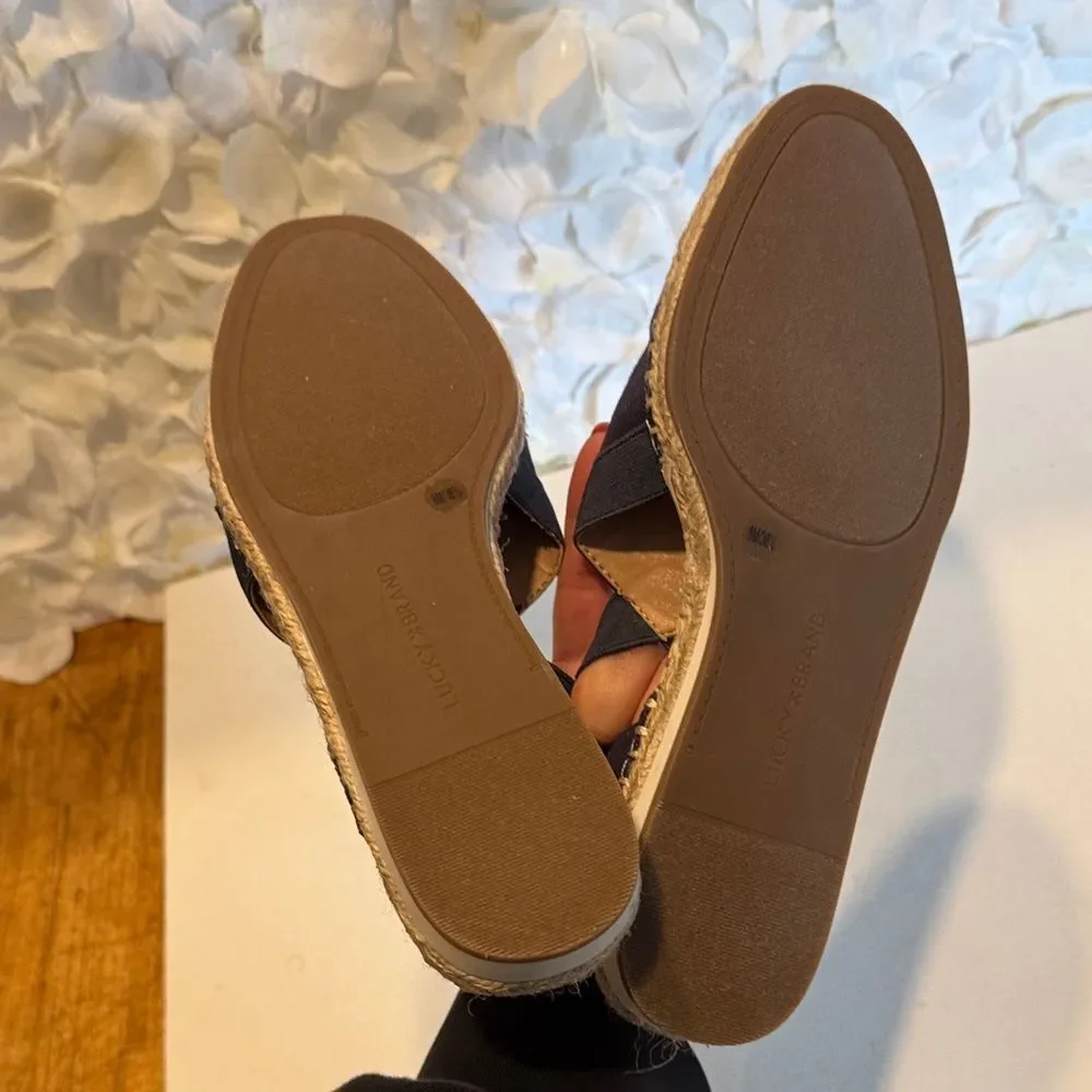 Lucky Brand Black Espadrille Slingback Flats